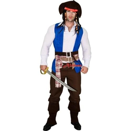 Pirate Cosplay Costume Adult Men Halloween Party Carnival Buccaneer Outfits