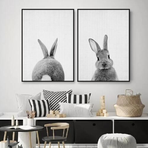 Animal Posters And Prints Rabbit Nursery Wall Art Canvas Painting Nordic Kids Decoration Pictures Children Baby Bedroom Decor