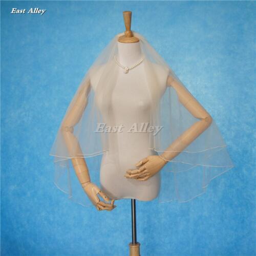 Simple 2 Layer Pencil Edge Bridal Veil Champagne Wedding Veil Metal Comb