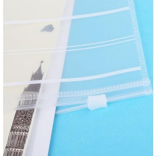 R9UA PVC A4 A5 Clear Transparent Plastic Waterproof Stationery Case Zipper Bag Pouch