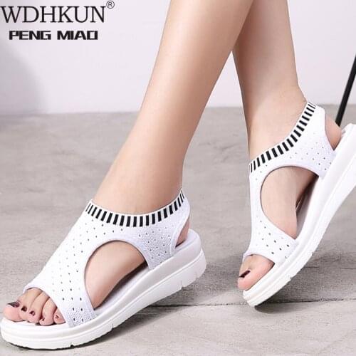 Gladiator Sandalias Mujer 2021 Female Wedge Heels Shoes Women Summer Comfortable Sandals Slip-on Flat Sandals Platform Sandalias