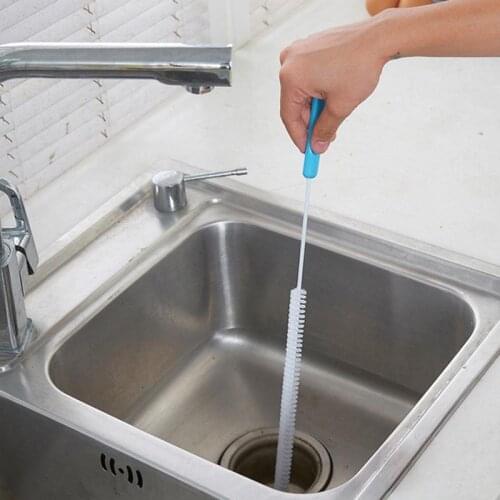 Pipe Cleaning Brush Sewer Dredger Sink Overflow Drain Unblocker Cleaner Kitchen Tool Steel Bathroom Hair Removal Freely Bendable