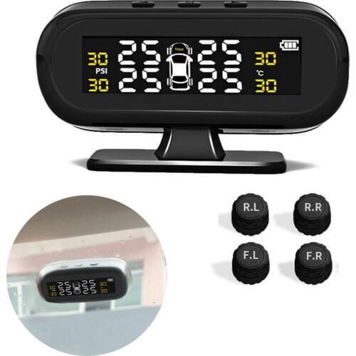 Solar Energy Smart Auto Security Alarm With Sensors Car TPMS Tire Pressure Monitoring System Digital LCD Display