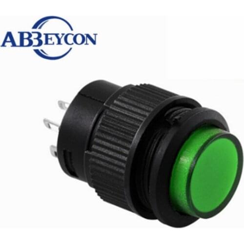 5Pcs 4pin Momentary Type 16MM White Red Blue Green Yellow LED Lamp Round reset Push Button Switch 3A/250VAC