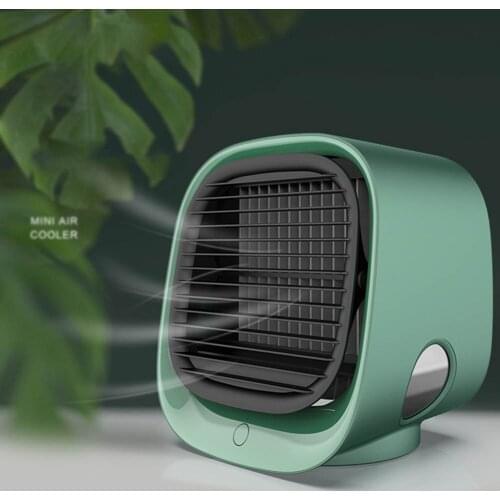 Air Cooler Fan Mini Desktop Air Conditioner with Night Light Mini USB Water Cooling Fan Humidifier Purifier Multifunction Summer