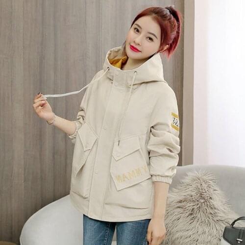 Womens Spring Autumn Short Korean Version Loose Windbreaker Jacket Female All-Match Thin Section Coat Women Plus Size 3XL Outwe