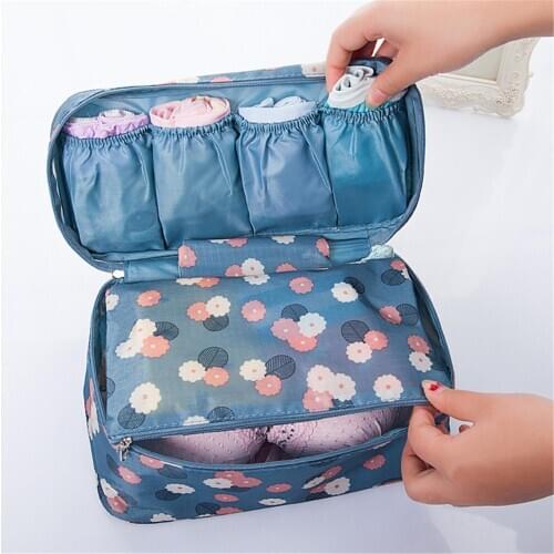Waterproof Portable Pattern Travel Underwear Bra Socks Panties Storage Box Storage Bag Drawer Type Separated Storage Organizer