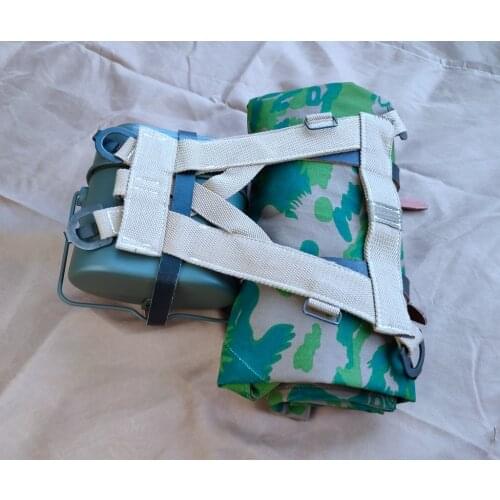 WWII WW2 GERMAN ARMY FIELD LOAD BEARING SUSPENDER A-FRAME CANTEEN PALM TREE CAMO PONCHO SOLDIER WAR REENACTMENTS EQUIPMENT