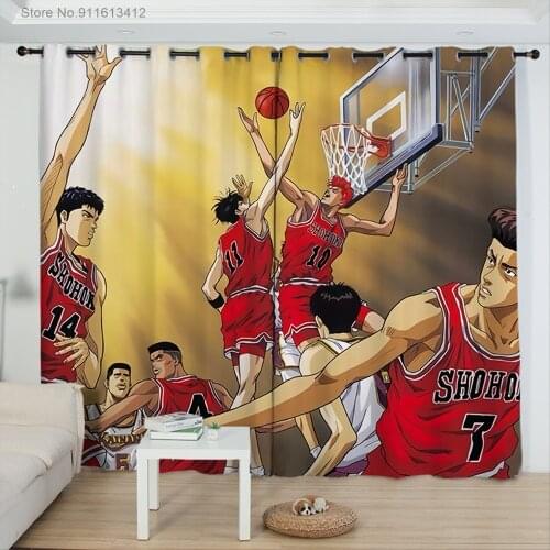 Anime Slam Dunk Blackout Curtain Japan Cartoon Polyester Custom Window Drapes for Sports Series Boy Kids Children Gifts