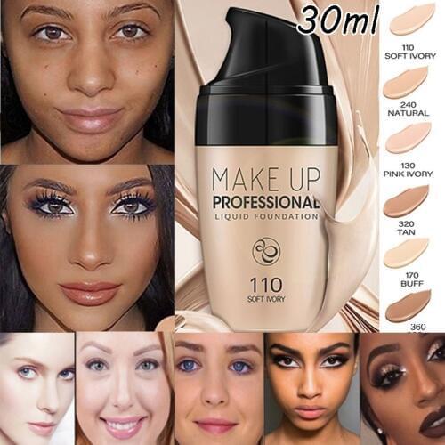 30ml Full Coverage Matte Base Facial Makeup Professional Full Coverage Liquid Foundation Natural Concealer Whitening Concealer