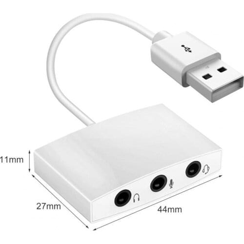 Audio Sound Card 3D Stereo Plug and Play 3 Ports External 7.1 Channel USB for Laptop Compatible Earphone Adapter Accessories