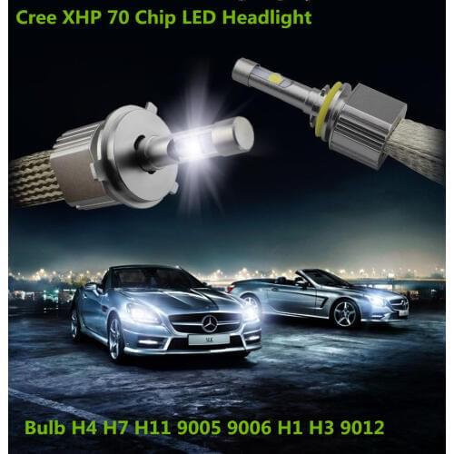 1 Set Powerful P70 110W 13200LM H7 Car LED Headlight Kit CREE XHP70 Chip 6000K Auto Driving Fog Lamp Bulbs H4 H8 H11 9005/6 9012