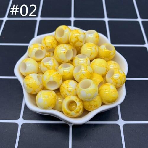 30pcs 12x10mm Yellow Big Hole Round Acrylic Beads for Jewelry Making DIY Accessory#02