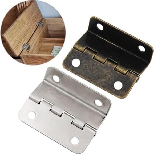 4Pcs Cabinet Door Hinge Luggage Jewelry Wood Boxes Vintage Hinges Home Furniture Decoration with 4 Hole