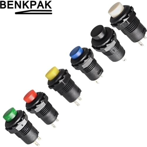5pcs 12MM self return momentary push button switch Red Yellow Black Blue Green White maintained fixed