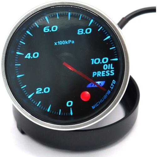12V Car Racing Oil Meter 64-color Backlight Adjustable 10Bar Oil Pressure Gauge with Electronic Pressure Sensor