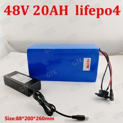 GTK 48V 20ah lifepo4 battery 32650 lifepo4 cells With 50A BMS for 2000w scooter electric vehicles citycoco Tricycle + 3A charger