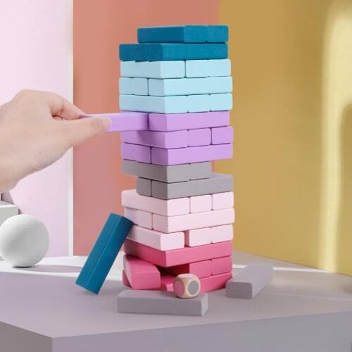 Free Shipping Log Beech 48PCS Macaron Color Large Size Domino Building Block Children Challenge Table Game Wooden Toys Baby Gift