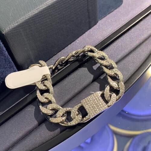 Brand 1:1Luxury Brand Bangle High Quality Silver Color Link Chain Bracelet Micro Cubic Zirconia Stones Women Gift Jewelry