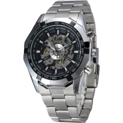 SEWOR Luxury Brand Automatic Mechanical Watch Black Skeleton Watches Mens Military Sport Clock Male Wrist Watches For Men