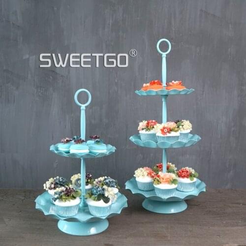 Tea Three Layers A Snack Frame blue Cake The Shelf The Wedding Prop Wedding Dessert Platform Multi-storey Cake Disc