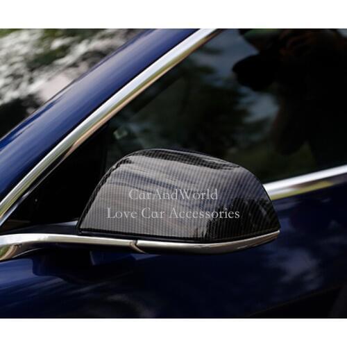 For 2017-2020 Tesla Model 3 Side Door Rear View Mirror Cover Rearview Mirror Shell Caps Trims Carbon Fiber Car Accessories