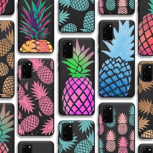 Pineapple Case for Samsung Galaxy S21 A51 S20 A50 A71 A70 A12 A21S S10 S9 S8 A20 A30 S10e Note 20 10 Plus Ultra Lite Black TPU