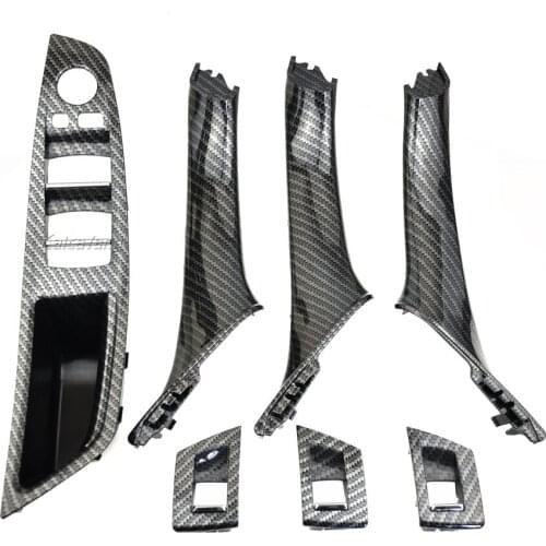 For BMW 5 Series F10 F11 F18 10-17 Left Hand Drive Car Carbon Fiber Interior Inner Door Pull Handle Trim Cover Panel Assembly