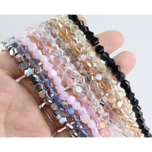 Eruifa 20pcs 6mm Hexagon AB Faceted High Quality Glass Beads Charms Pendant Jewelry DIY Hand Making Earring Necklace Bracelet