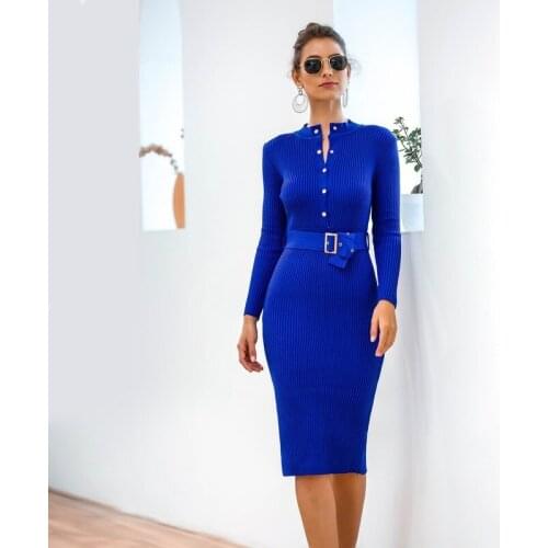 Модные трикотажные платья FAKUNTN China At AliExpress