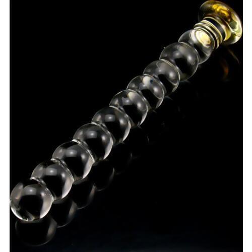 Crystal glass Dildos Anal beads butt plug with 10 beads anal toys for woman men Adult products Female masturbation glass dildo