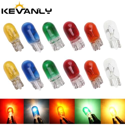 20pcs Car Halogen T5 T5LED W2W T10 W5W 194 158 12v 5w Auto Lamp Warm White Bulbs Instrument Light Reading Lights Clearance Lamp