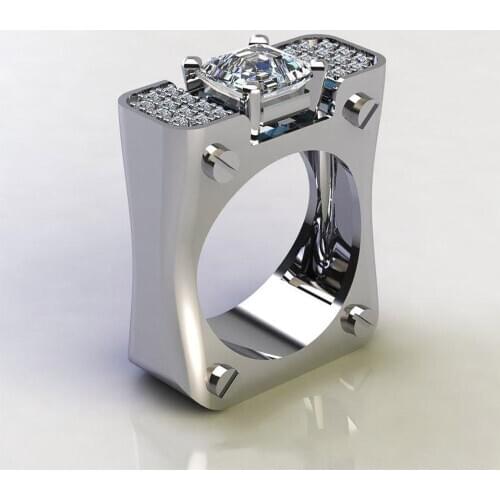 Huitan Noble Square Shape Women Finger Ring Personality Brilliant Princess Cut Cubic Zircon Stone Female Punk Party Rings New