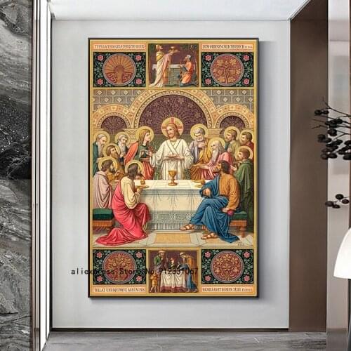The Last Supper Canvas Painting Catholic Art Poster and Print Wall Art Picture for Living Room Home Decor Cuadros