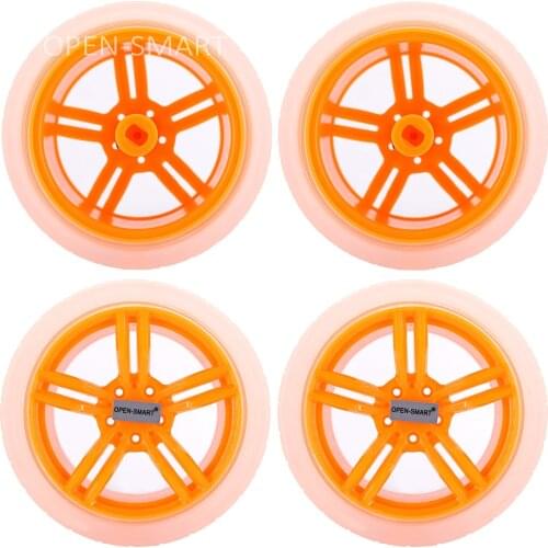 4PCS Transparent Yellow 65 * 27mm Smart Car Model Wearable Rubber Wheel Tightly fit with the TT motor for Arduino