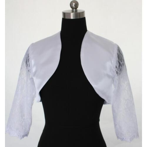3/4 Sleeve Lace Ivory Shawl Bolero Wedding Jacket Bridal Shrug Wraps Custom Size T27
