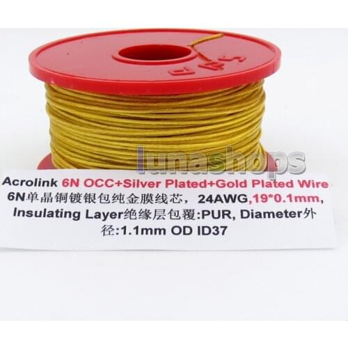 LN005737 30m Acrolink OCC Silver Plated + Gold Plated 24AWG 19*0.1mm PUR OD 1.1mm DIY Earphone Cable
