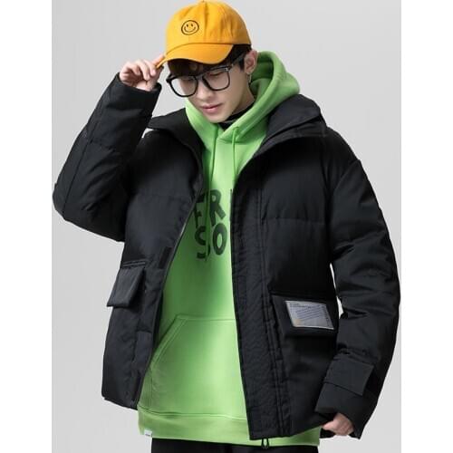 Winter Mens Puffer Jackets Fashion Loose Stand Collar Thick 90% White Duck Down Overcoat Male Korea Style Outerwear JK-942