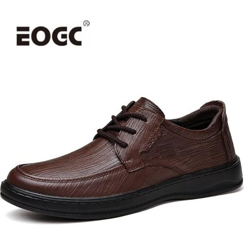 Autumn Natural Leather Men Shoes Outdoor Lace Up Casual Shoes Flat Shoe Breathable Non-slip Walking Shoes Men Zapatos Hombre