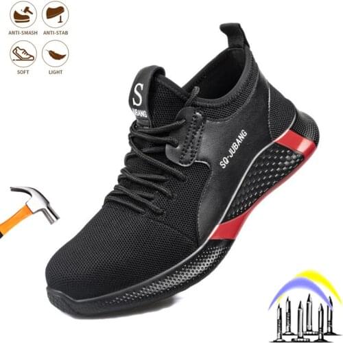 High Quality Mens Safety Shoes Steel Toe Cap Indestructible Work Boots Anti-smash Anti-piercing Comfort Breathable Sneakers