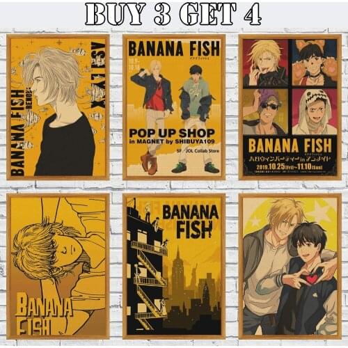 Japan Anime Banana Fish Game Cartoon Retro Painting Vintage Kraft Poster Wall Stickers Home Decor