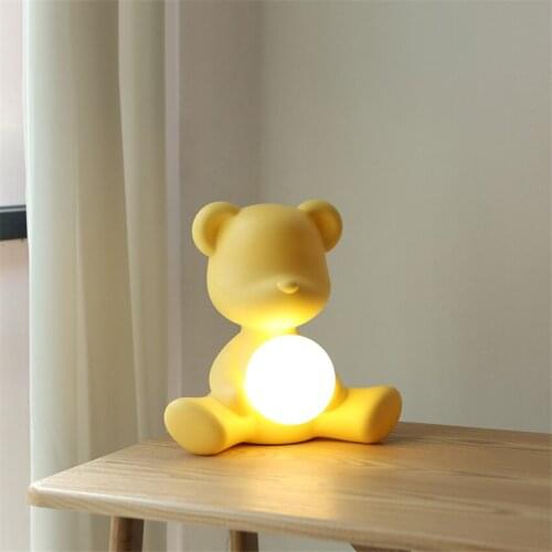 Nordic Childrens Room Color Cartoon Bear Table Lamps Baby Room Boy Girl Bedroom Bedside Lamp Living Room Home Decor Table Light