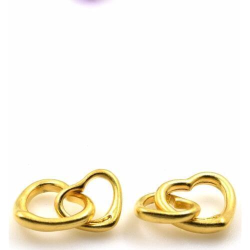 Real plated Copper Jewelry double Heart Lock Shape Clasps For Bracelets Necklace Jewelry DIY Connector Accessories Gold Color