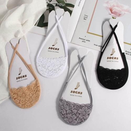 Sling Socks Flower Lace Forefoot Socks Women Summer Non slip Shallow Mouth Socks Thin High Heels Invisible Socks