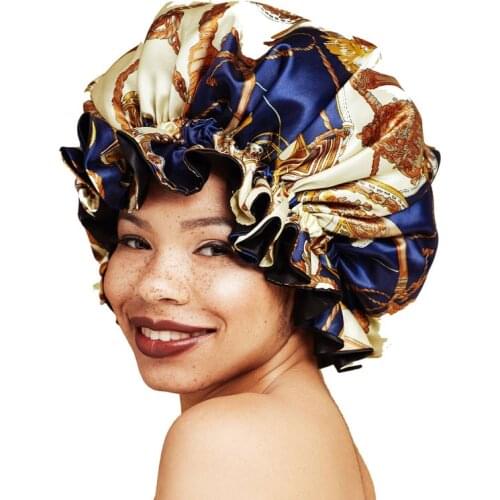 New Fashion Women Double layer Silky DU-RAG Hair Cover Accessories Wave Caps Rags floral Bonnet Salon Hat Turban Durag Headwrap