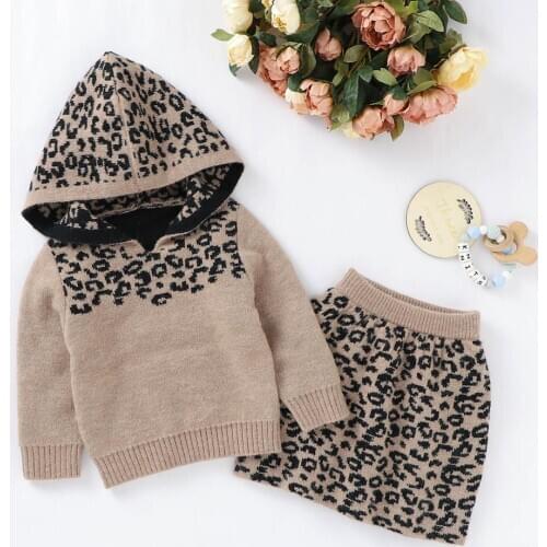 Baby Girls Clothes Autumn Winter Warm Knitted Newborn Infant Bebes Clothing Sets Hooded Long Sleeve Sweaters+Skirt Outfits Suits