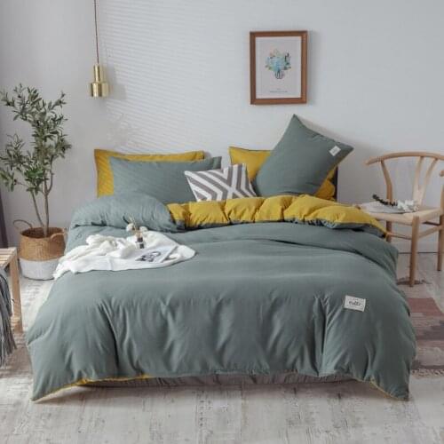 Solid Cotton 4 Pieces Duvet Covers Bedding Set Four Seasons Bedspread Cheap Brushed Cute Soft Patchwork Colors Dorm Quilt Cover