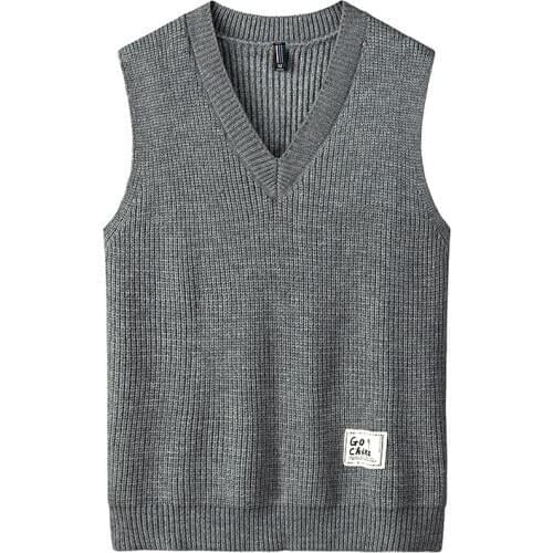 2020 Autumn & Winter New Simple Solid Color Stretch Casual V-neck Knitted Vest Loose Versatile Men Sweater Vest Free Shipping