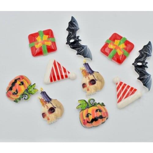 Resin Hallowe Series Combination Flat Back Cabochon Stone Appliques Home Decor Crafts 20pcs DIY Christmas Scrapbook OF197*2