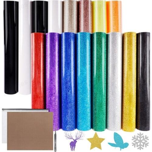 25cmx100cm Beautiful Color Glitter Heat Transfer Vinyl Film Heat Press Cutting Plotter Iron On HTV Film